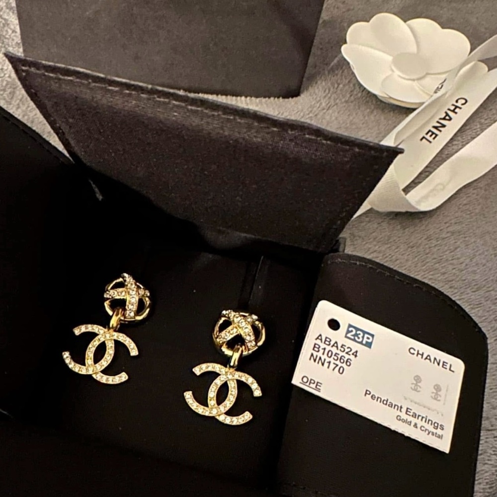 Authentic Chanel Logo Earrings